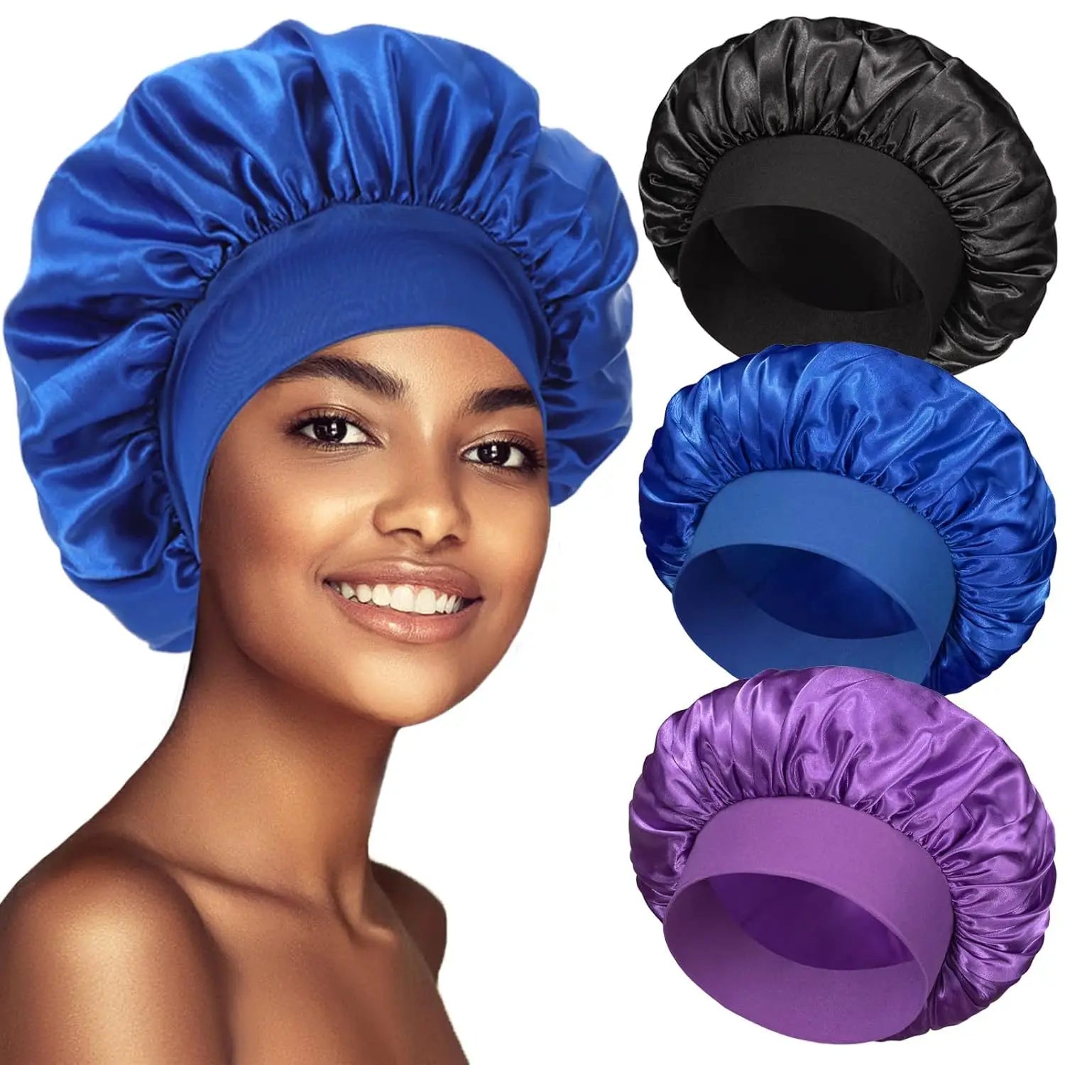 Bonnet satin Lisséa porté, anti-frisottis